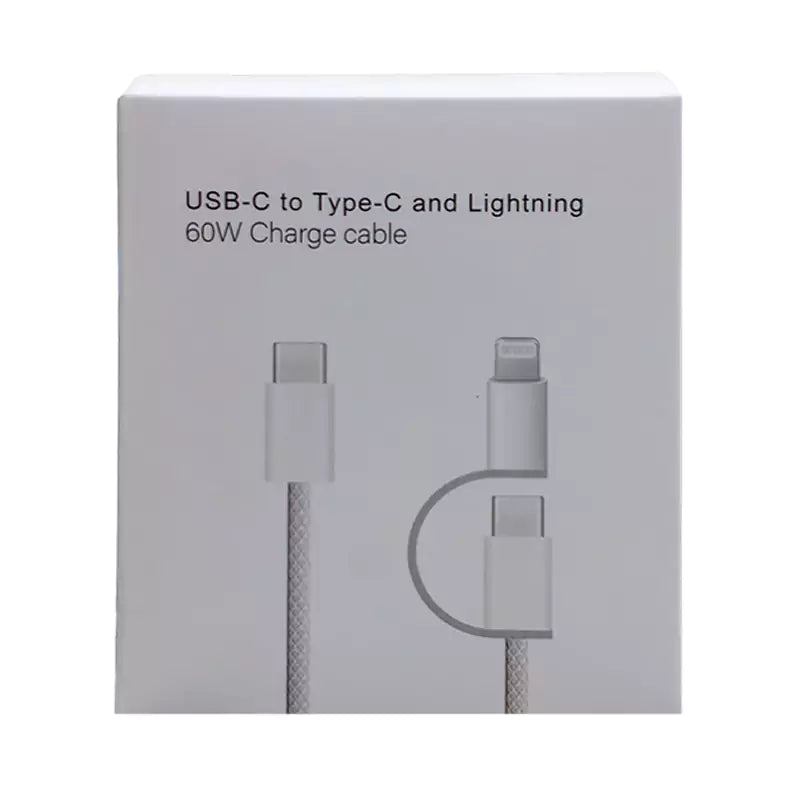 60W USB-C to Type-C & Lightning 2-in-1 Fast Charging Cable